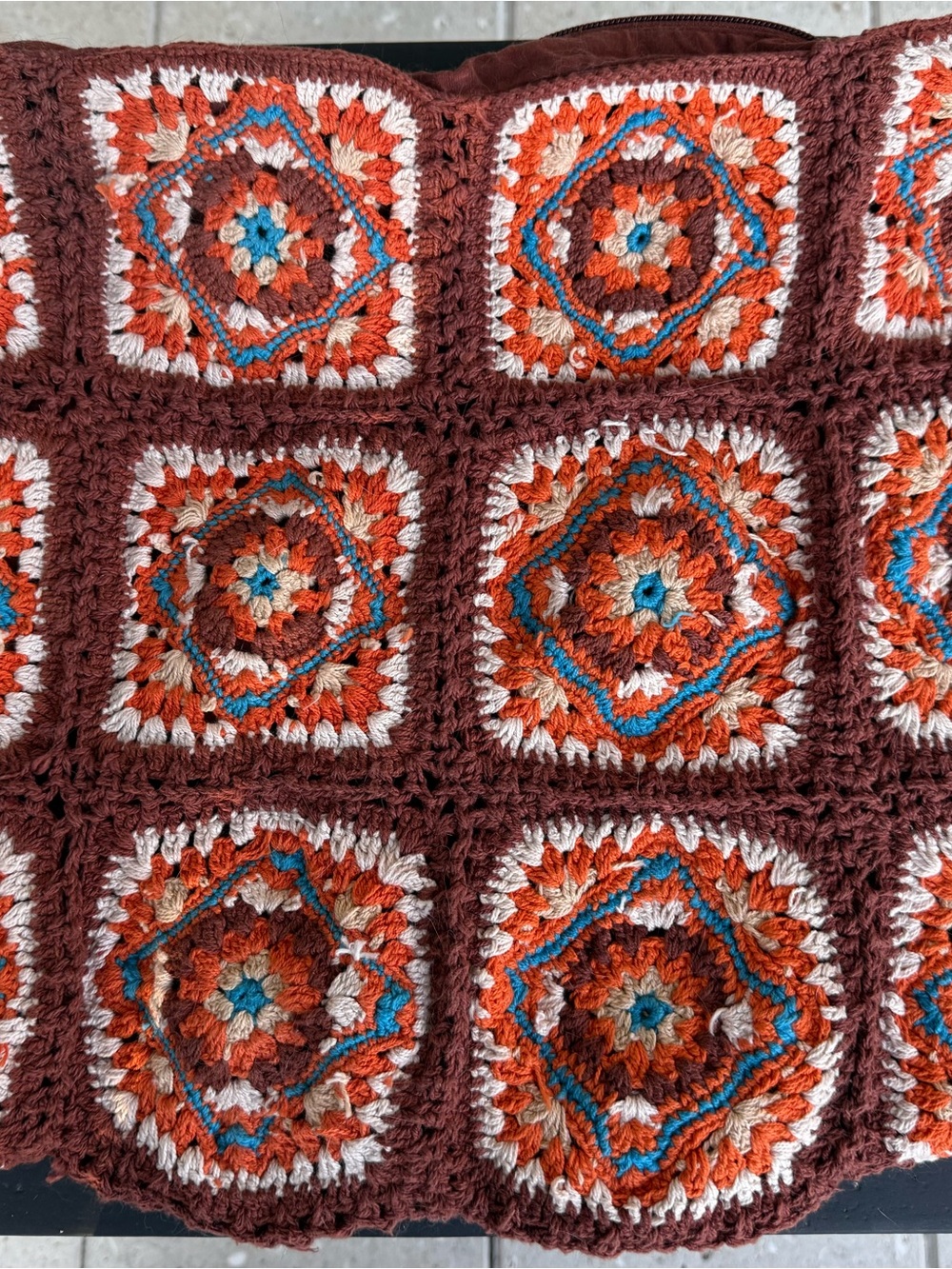 Free People HANDMADE Granny
Squares Brown Catch Me Crochet Tote - Picture 3 of 5